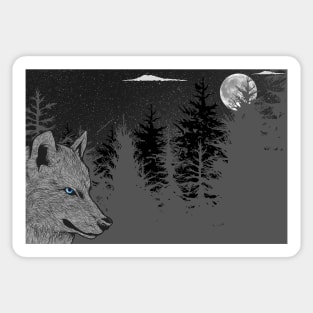 Wolf In The Night Sticker